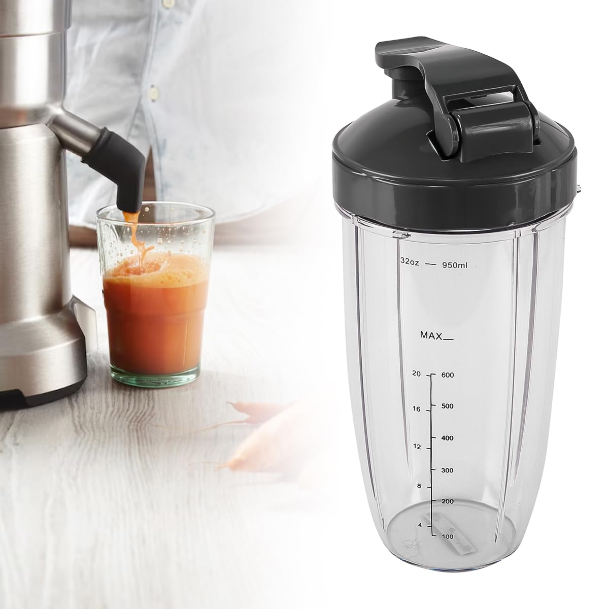 Wo Upgraded 32 Oz Tazze di Ricambio per Mixer, Sport Clamshell, compatibili con Mixer ad Alta velocità da 600 W/900 W per Una Sostituzione conveniente