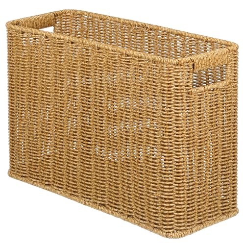 Panier décoratif robuste couleur café avec poignées évidées pratiques