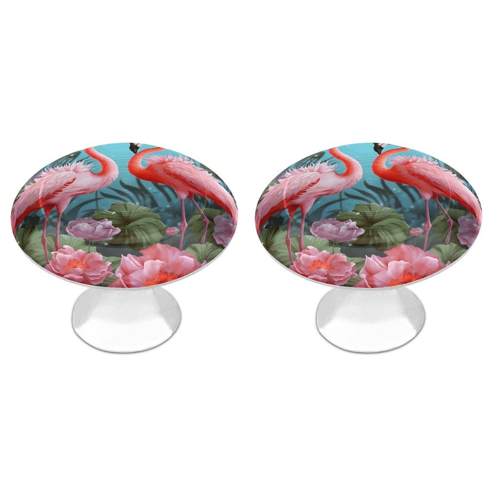 Btcowzrv Style Flamingo Love Flowers 2 Pack Cabinet Knobs Drawer Pulls