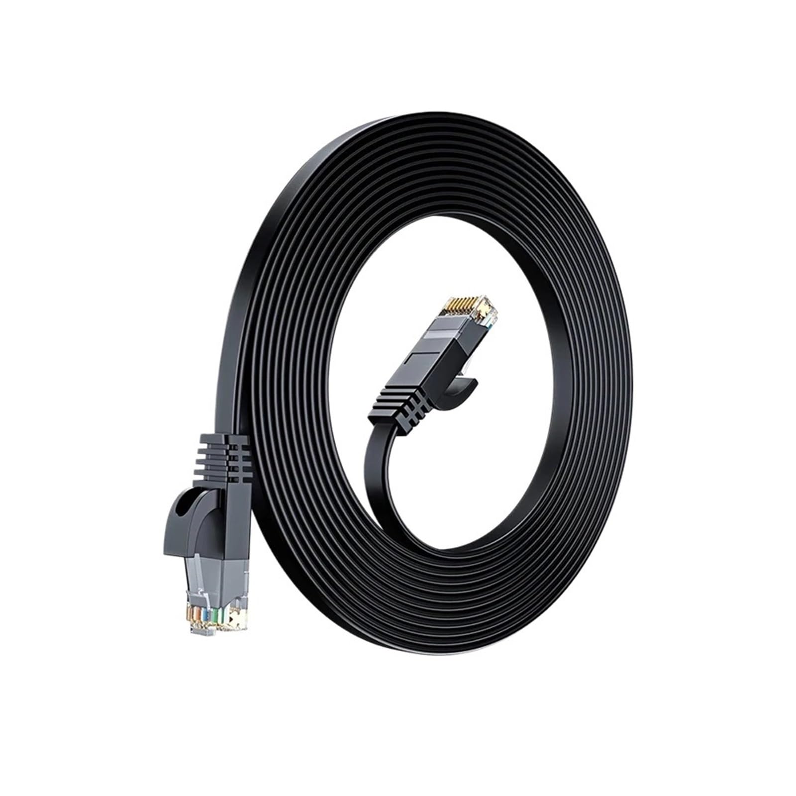 Générique 0.1M 0.2M 0.3M 0.5M 50M Cat6 câble Ethernet court plat RJ45 ordinateur Internet LAN réseau Ethernet câble de raccordement(Cat 6-black,30M)
