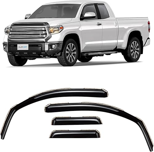 CLIM ART Protectores de lluvia increíblemente duraderos en el canal para Toyota Tundra 2007-2021 de doble cabina, deflectores de ventana originales,