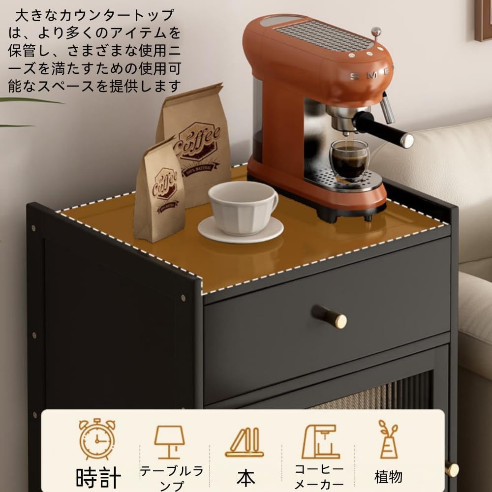 Gwxe掃除ロボット収納机 掃除ロボット一体収納机、木製収納キャビネット、多機能置物棚、広い天板、大きな荷重能力、丸角の安全設計、引