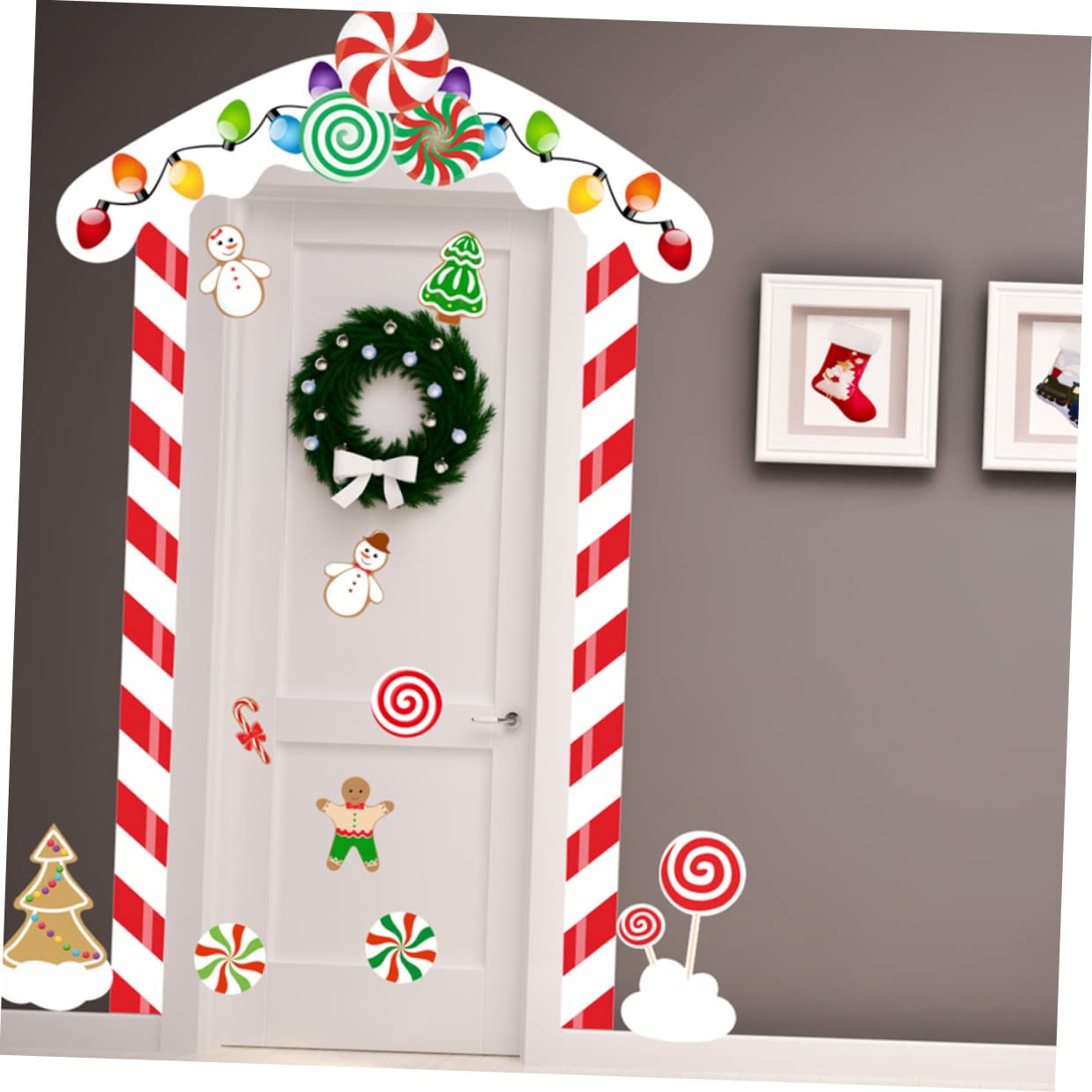 UKCOCO 4sets Adesivi Natalizi Per Porte Decorazioni Per Feste Con Atmosfera Festiva e Stile Unico Perfetti Per Interni Ed Esterni Resistente e Facile Da Applicare Per Case Uffici e Negozi