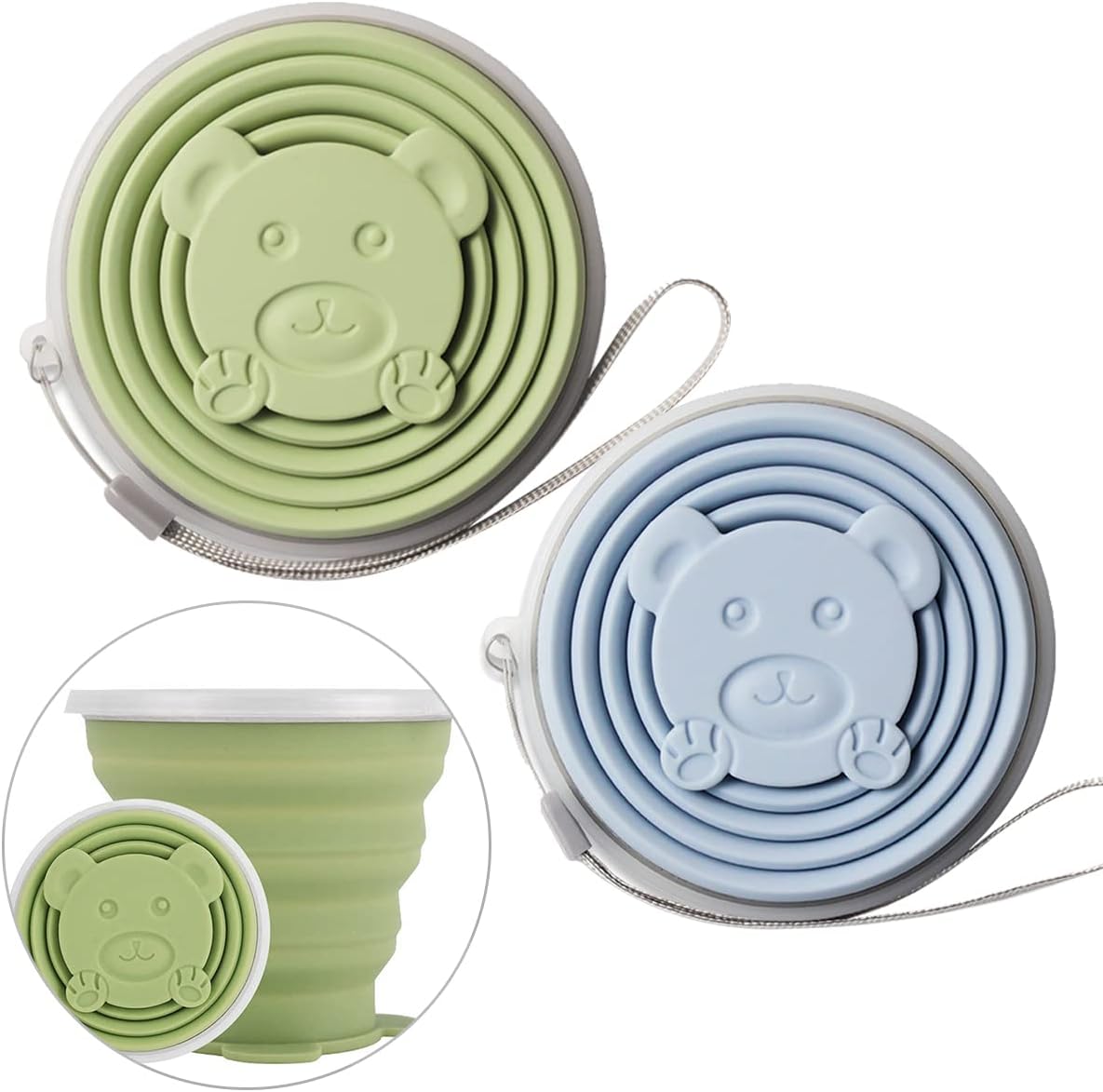 IBAMA Ultrathin Foldable Water Mug, 270ml, Blue & Green, FDCUP-2P