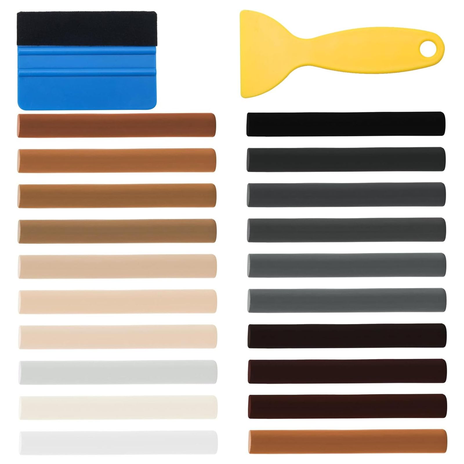 Wood Filler Sticks 20 Colors with Spatulas Repair Wax Sticks Kit Furniture Touch Up Crayons for Repairing Scratches Holes Cracks Wood Floor Tables Cabinets Doors Hardwood(20 Wax Sticks + 2 Spatulas)