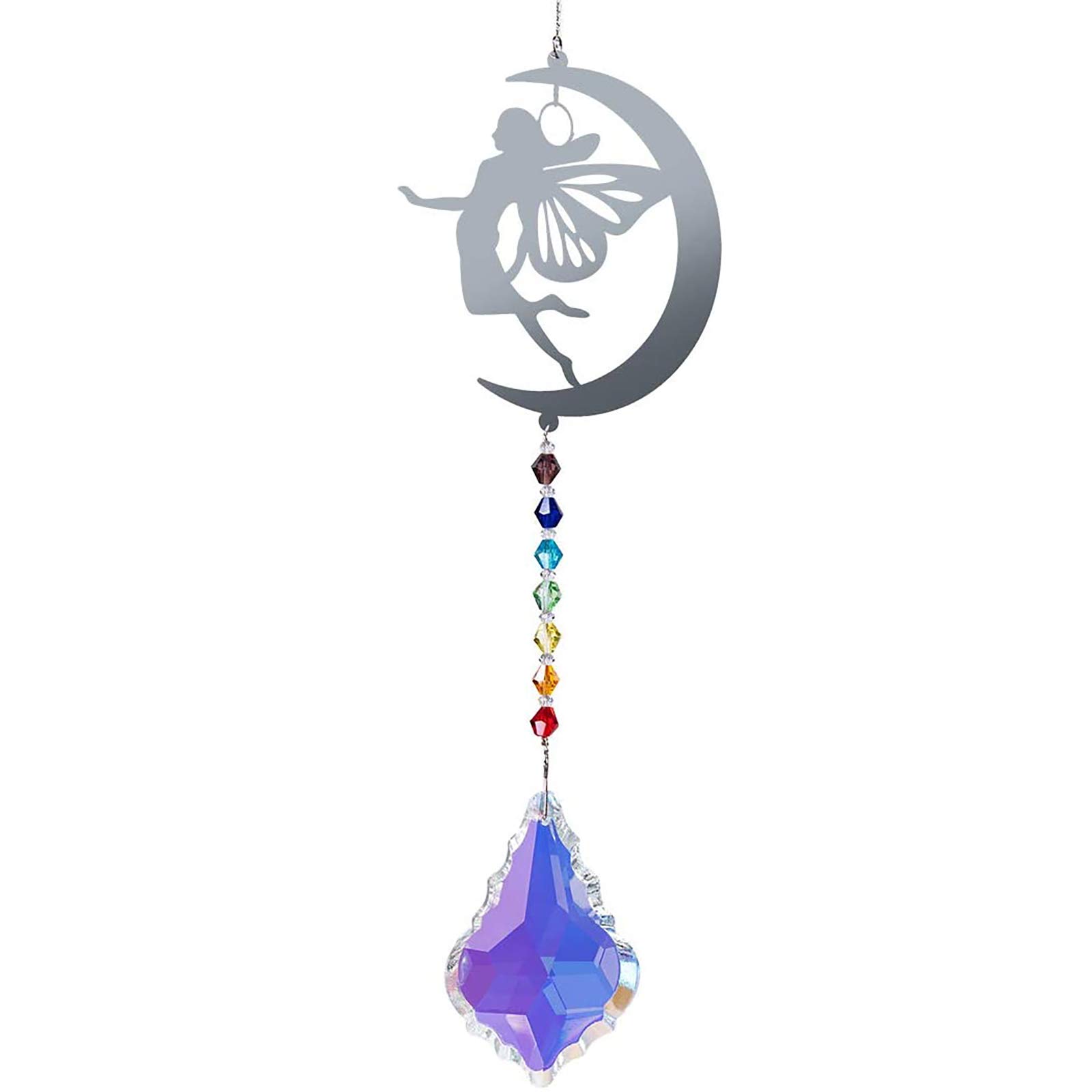 WEISIPU Hanging Crystals Suncatcher - Rainbow Maker with Iron Angel Wings Shape, Hanging Pendant Prism Window Ornament Decoration for Home, Office, Garden Decoration ?Colorful Crystal?