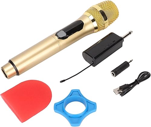 Miniatura 9 de Micrófono de karaoke de mano, sistema de micrófono con receptor recargable, micrófono dinámico portátil con pantalla LED, para cantar, discurso de