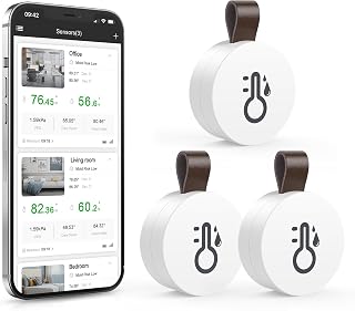 Bluetooth Thermometer Hygrometer, Temperatur und Luftfeuchtigkeitsmesser mit APP & Datenspeicherung, Digital Temperatur Feuchtigkeitssensor für Haus, Gewächshaus, Weinkeller, 3 Stück