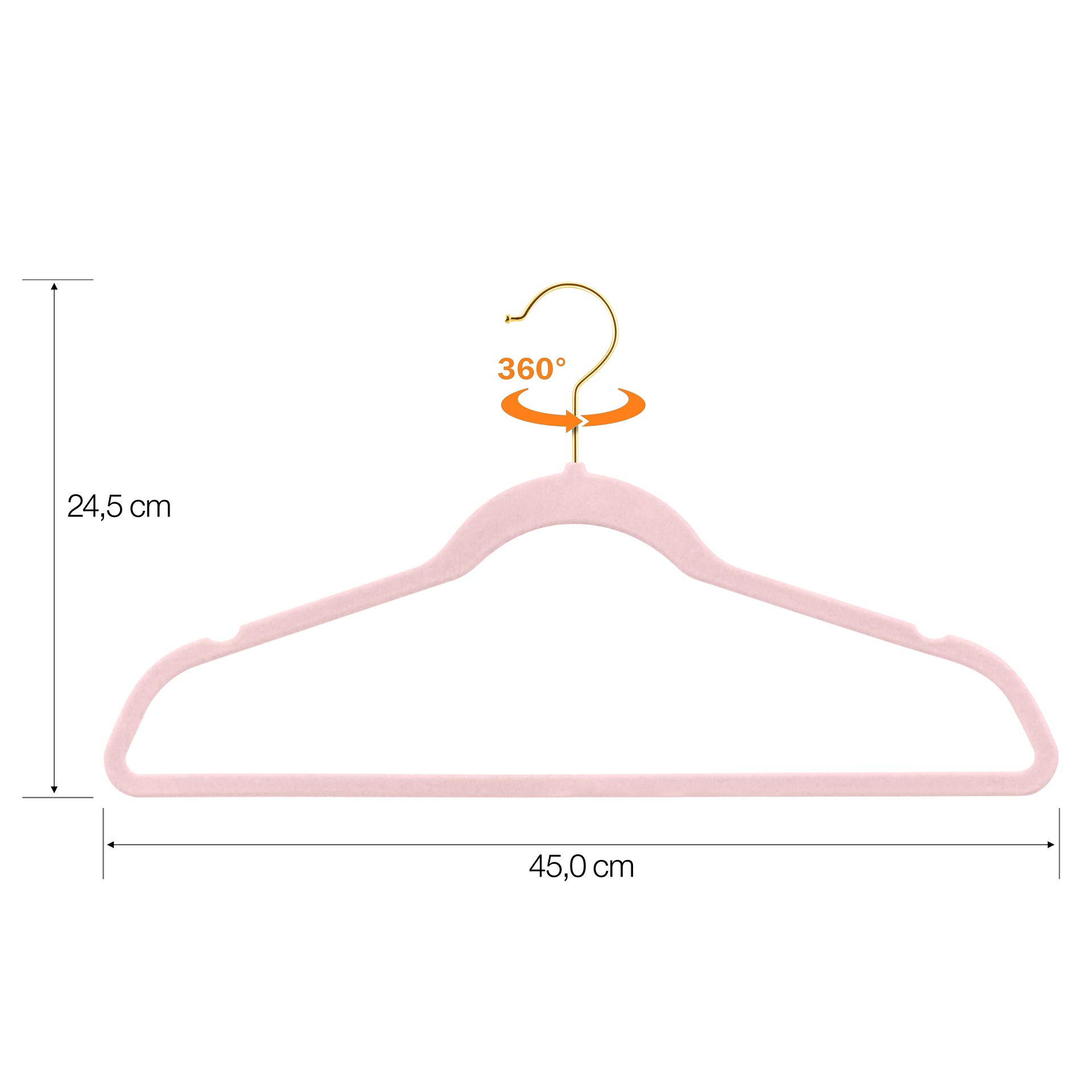 10 Stück Kleiderbügel Mit Clips Rosa Samt - Ultradünn & Rutschfest Für Röcke & Hosen