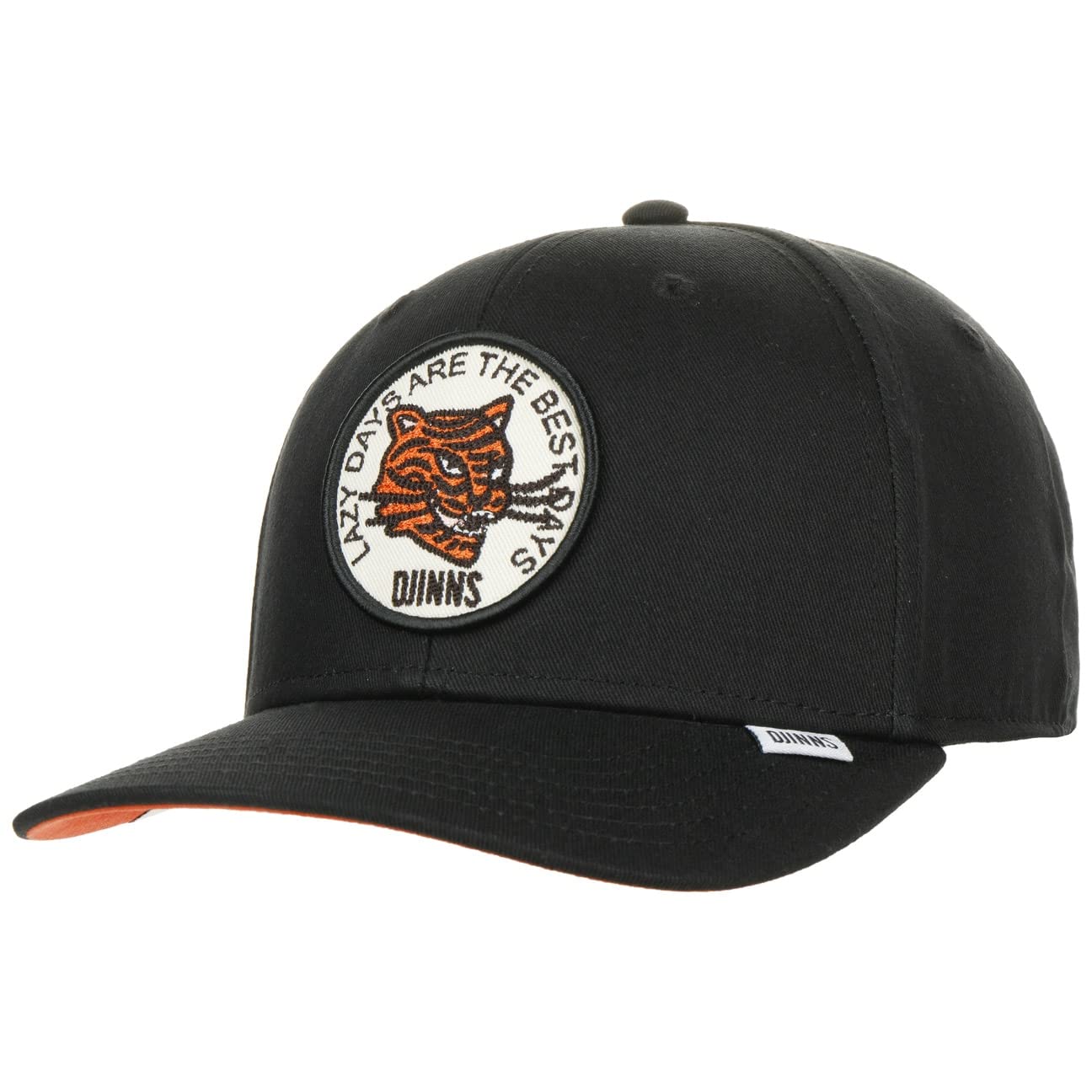 Djinns 6P TrueFit Lazy Tiger Cap Baseball Curved Brim (One Size - Black)