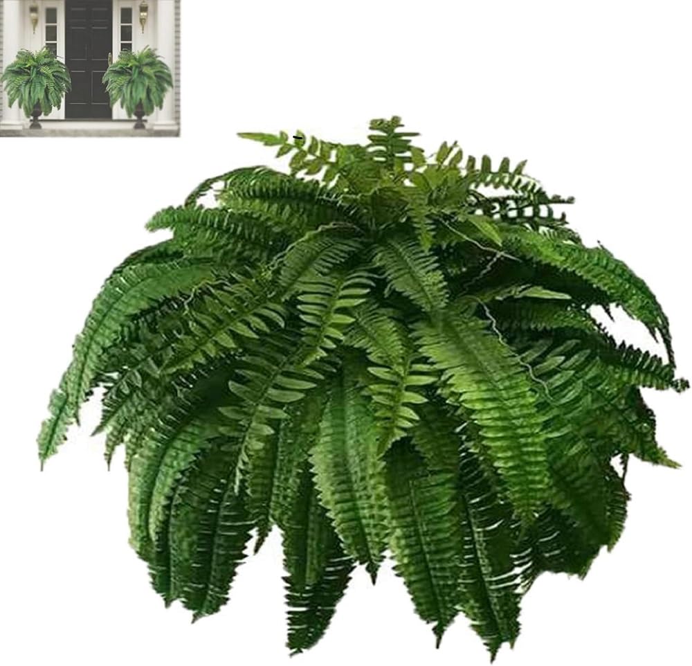 UV Resistant Lifelike Artificial Boston Fern,Artificial Ferns for Outdoors,Simulation Plastic Boston Fern for Porch,Window,Office Decor