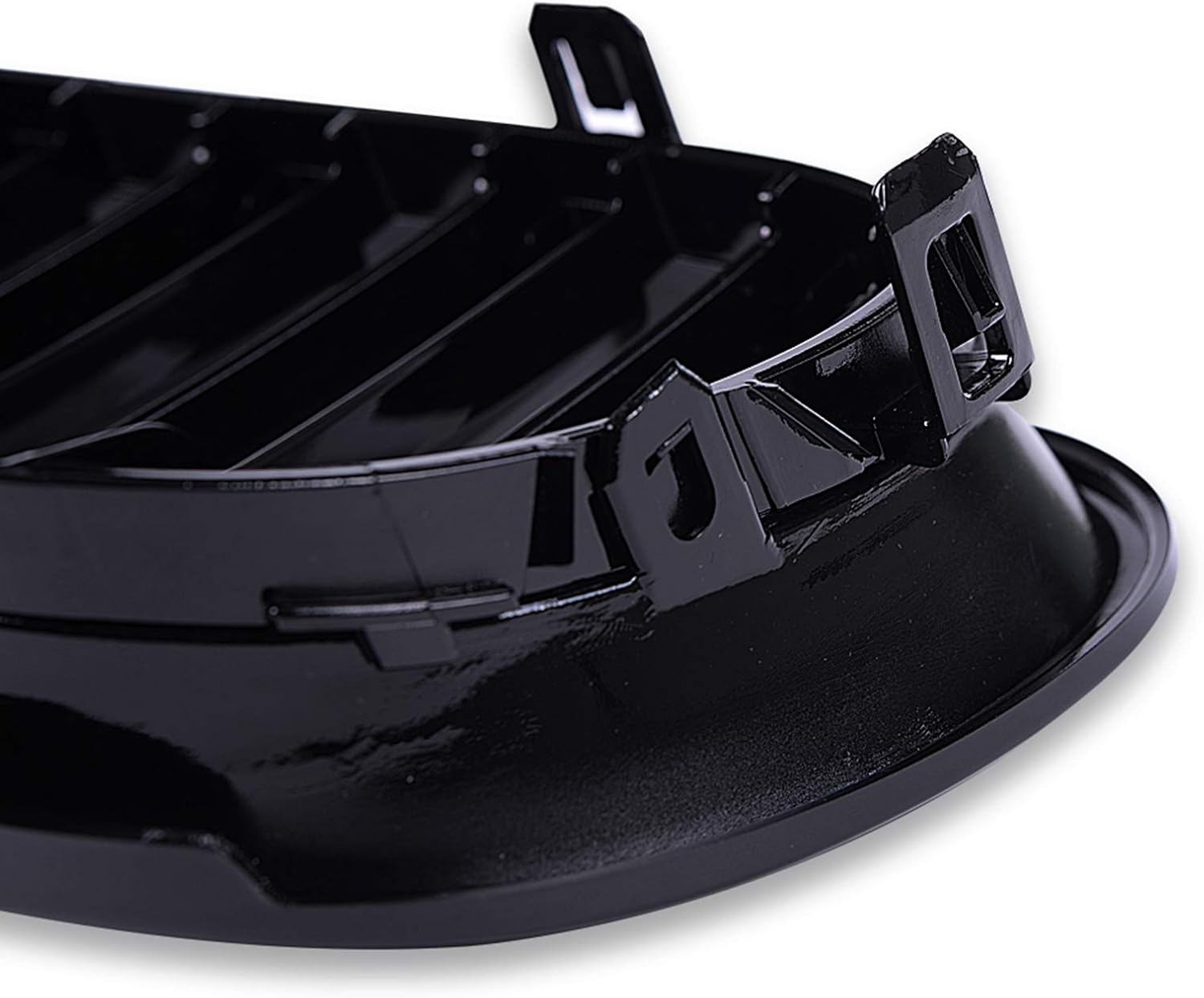 runmade Front Kidney Bumper Grille Grill Compatible with BMW 5 Series 520i 523i 528i 530i 535i 550i (Gloss Black, Double Line, 2003-2009 E60)