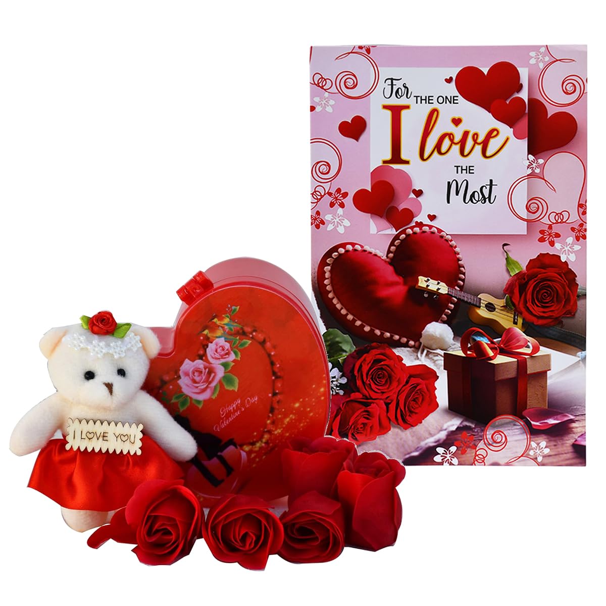 Saugat Traders Love Gift Combo for Girls & Boys - Red Rose Teddy Gift Box & Greeting Card - Wedding Anniversary - Birthday - Romantic Gift-image-40