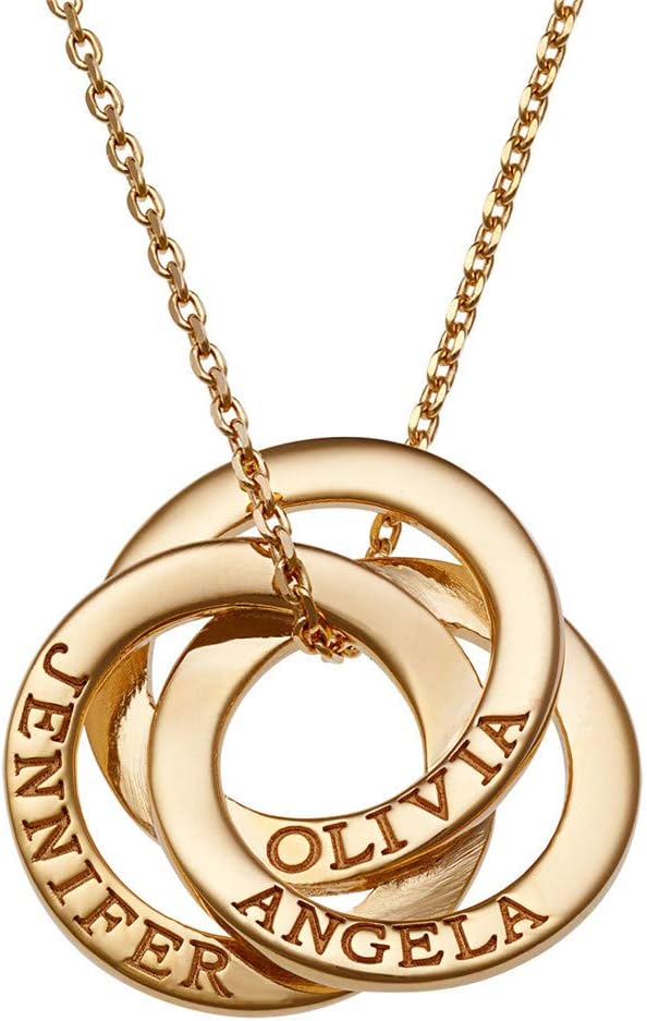 Personalized 925 Sterling Silver Russian Ring Name Necklace Customized Interlock Jewelry
