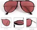 GUVIVI Lunettes de soleil Aviator surdimensionnées pour femmes Hommes 2026 70s Verres de soleil en métal d'or rétro Tangle Free Square Aviators