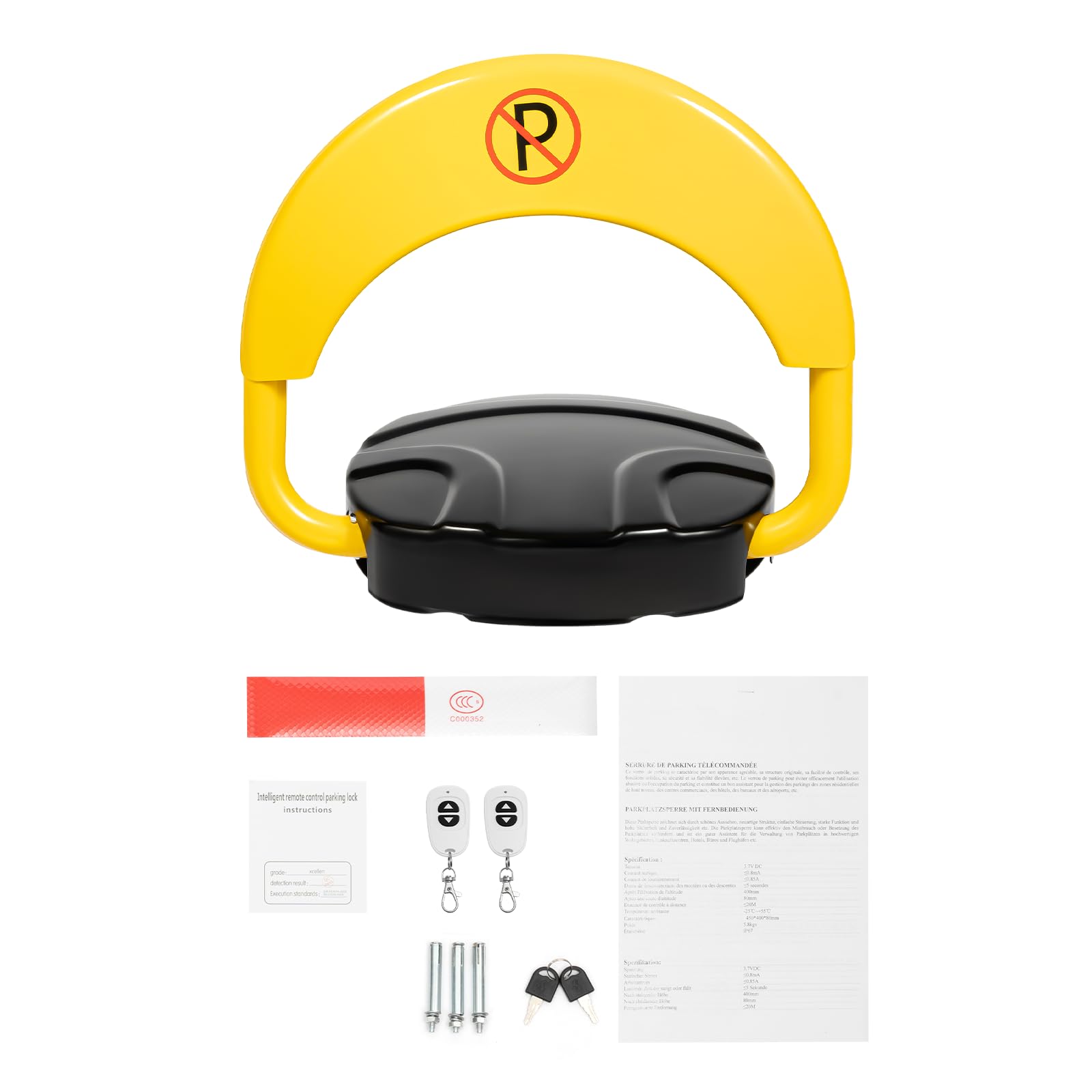 Parkeerblokkering, parkeerbeugel, automatische inklapbare parkeerpalen met afstandsbediening, parkeerblokkering, elektrische poller, vergrendelingspalen, parkeerplaats, blokkering, partijen