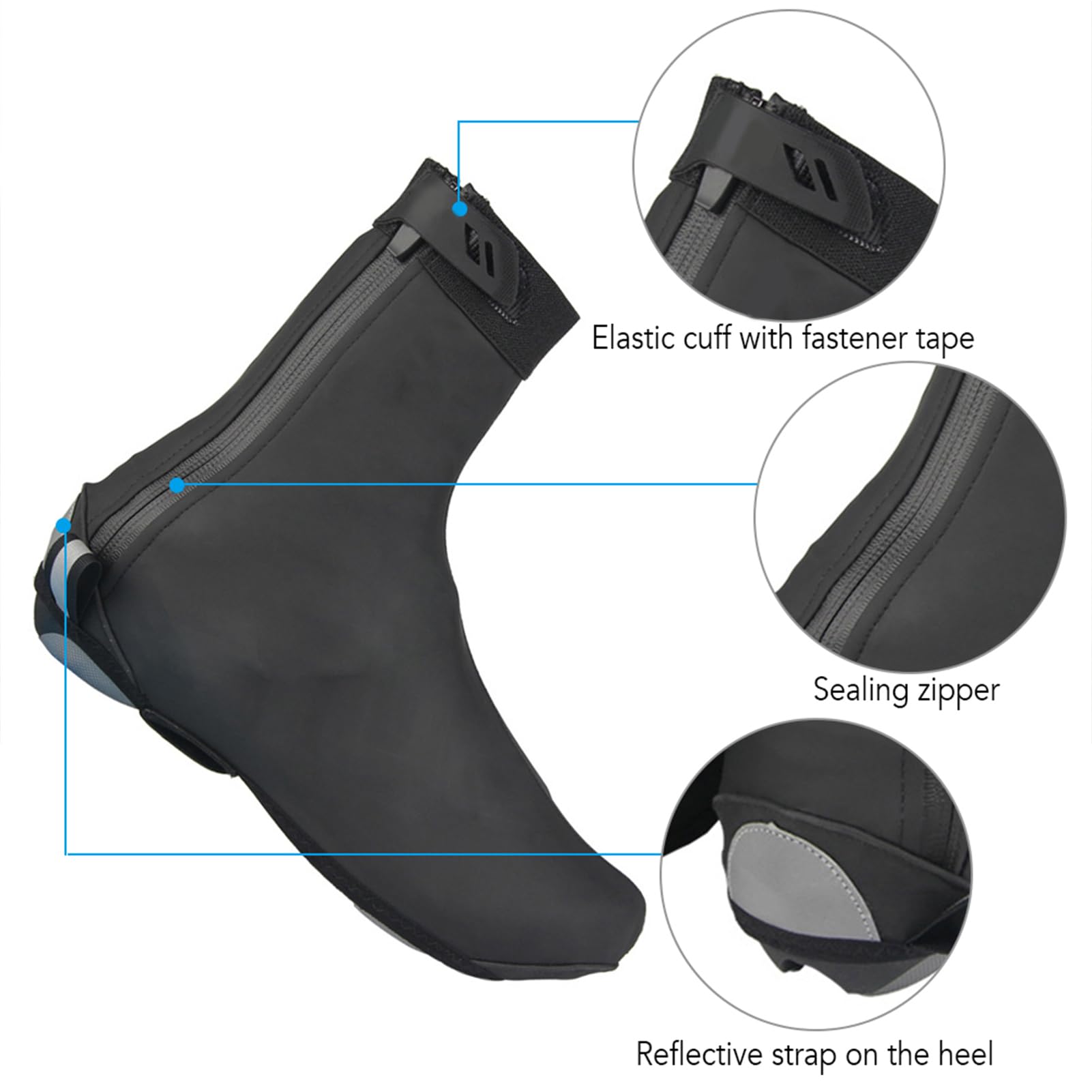 Cubrebota Ciclismo,Cubiertas Impermeables para Zapatos de Ciclismo con diseño de Viento Calzado Reflectante Hombres Mujeres Cubiertas térmicas Reutilizables para Zapatos de Bicicleta MTB