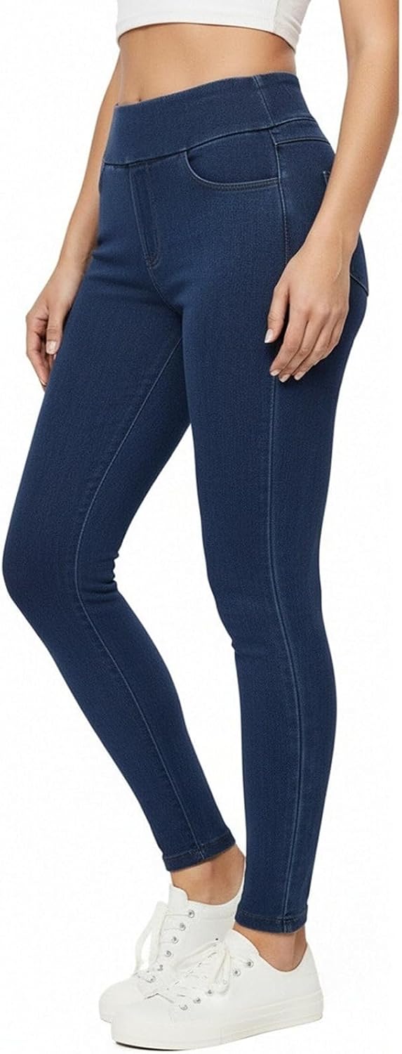 Women's High Waisted Denim Jeggings, Tummy Control Skinny Jeans Pants,Stretchy Pull-On Skinny Fit Leggings