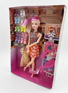 Doll Fashion Shoes Doll and Beautiful Hair Doll Set Kids with All Accessories (Multicolor)
