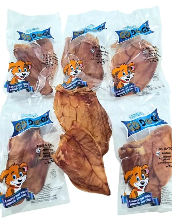 GDDOGS Petisco para Cães Orelha Suína 5 Unidades - Snack Natural Desidratado para