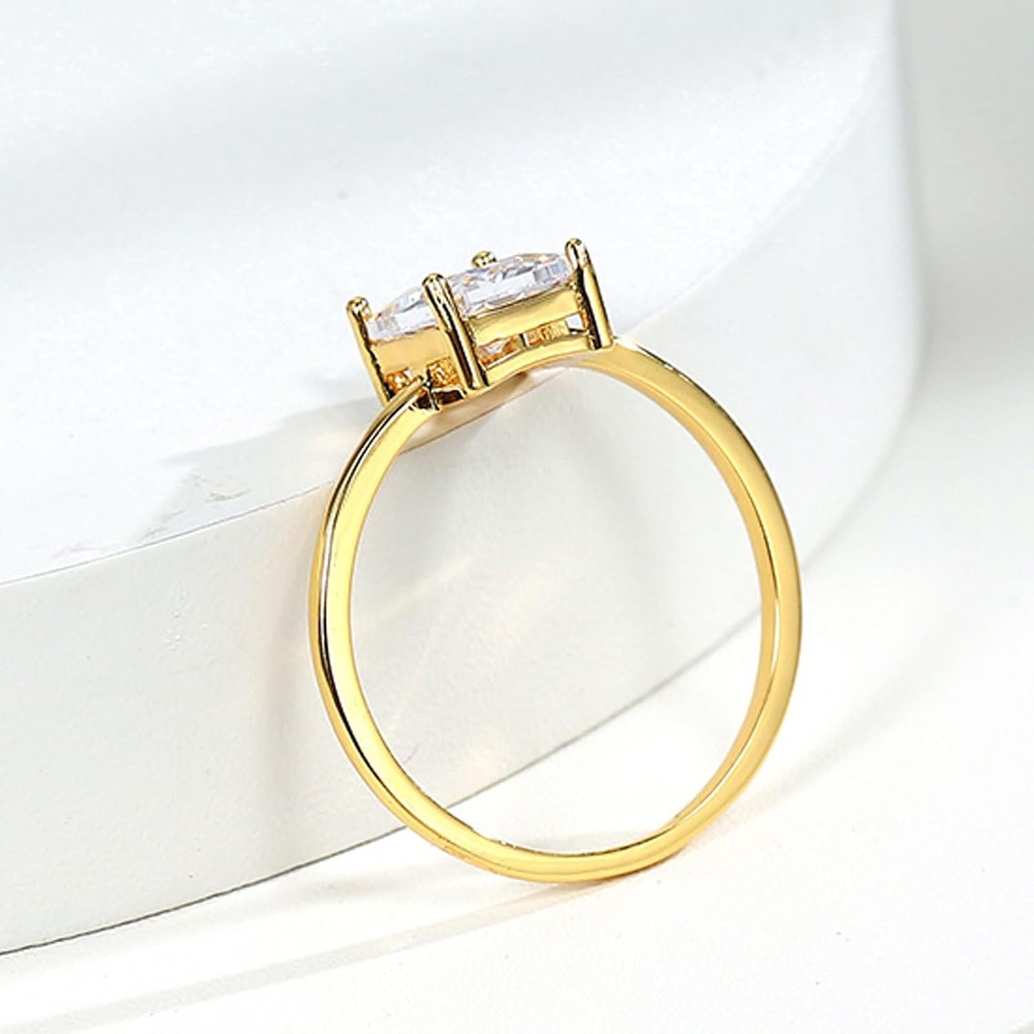 Women Wedding Rings 9K/14K/18K Gold,Rectangle with Moissanite Anniversary Ring Women Gold