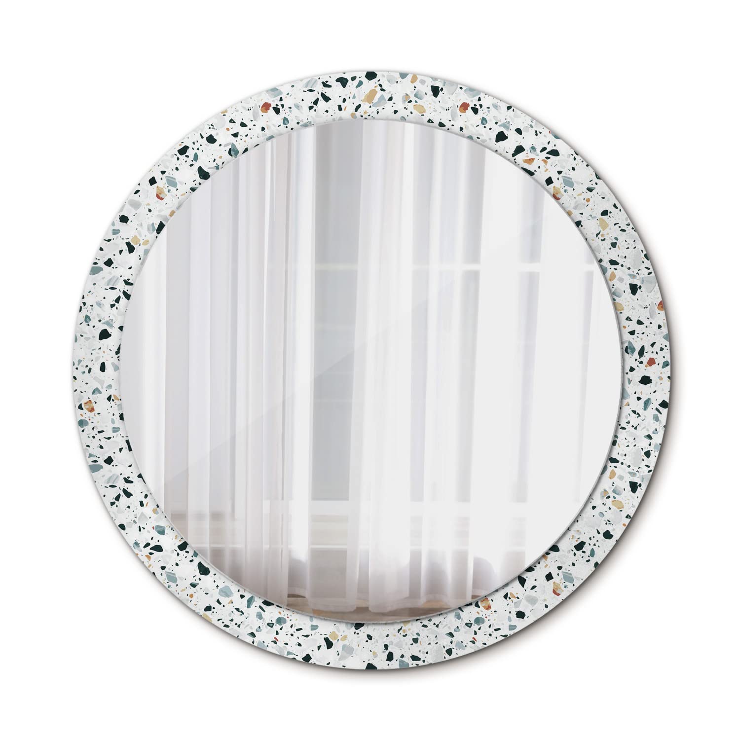 Tulup Wall Mirror Ø35.43 in / 90 cm Circular Mirror with Print Unique Mirror Home Decoration Overprint Glass - natural stone