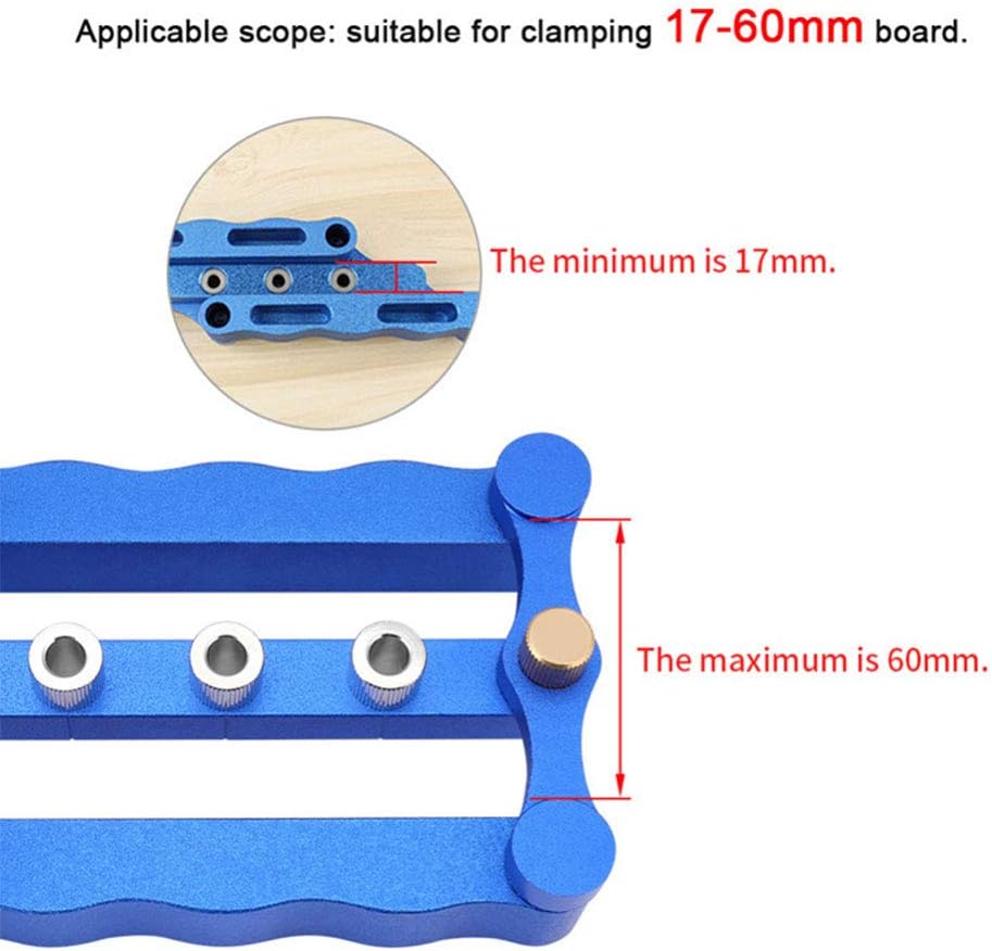 SagaSave 2 Colors Optional Woodworking Hole Puncher Locator Self Centering Doweling Jig Drill Guide for Straight Holes Wood Panel Hole Puncher Locator Woodworking Joints Tool 6mm 8mm 10mm(Blue)