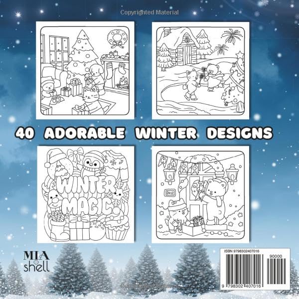 Cute Winter Bold and Easy Coloring Book for Relaxation and Fun in Cozy Holidays: 40 Charming and Simple Stress Relief Designs for Adults, Kids and ... New Year Vibes (BOLD AND EASY COLORING BOOKS) image 3