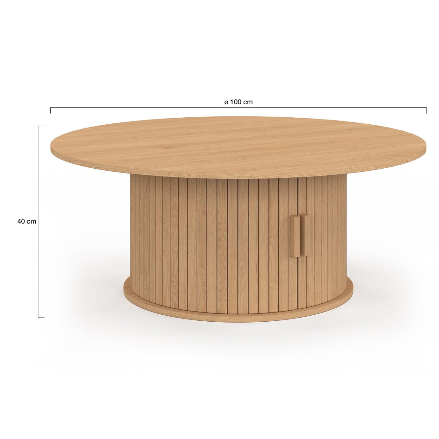IDMarket - Table Basse Ronde Juliette 100 cm avec Rangement Lattes Bois
