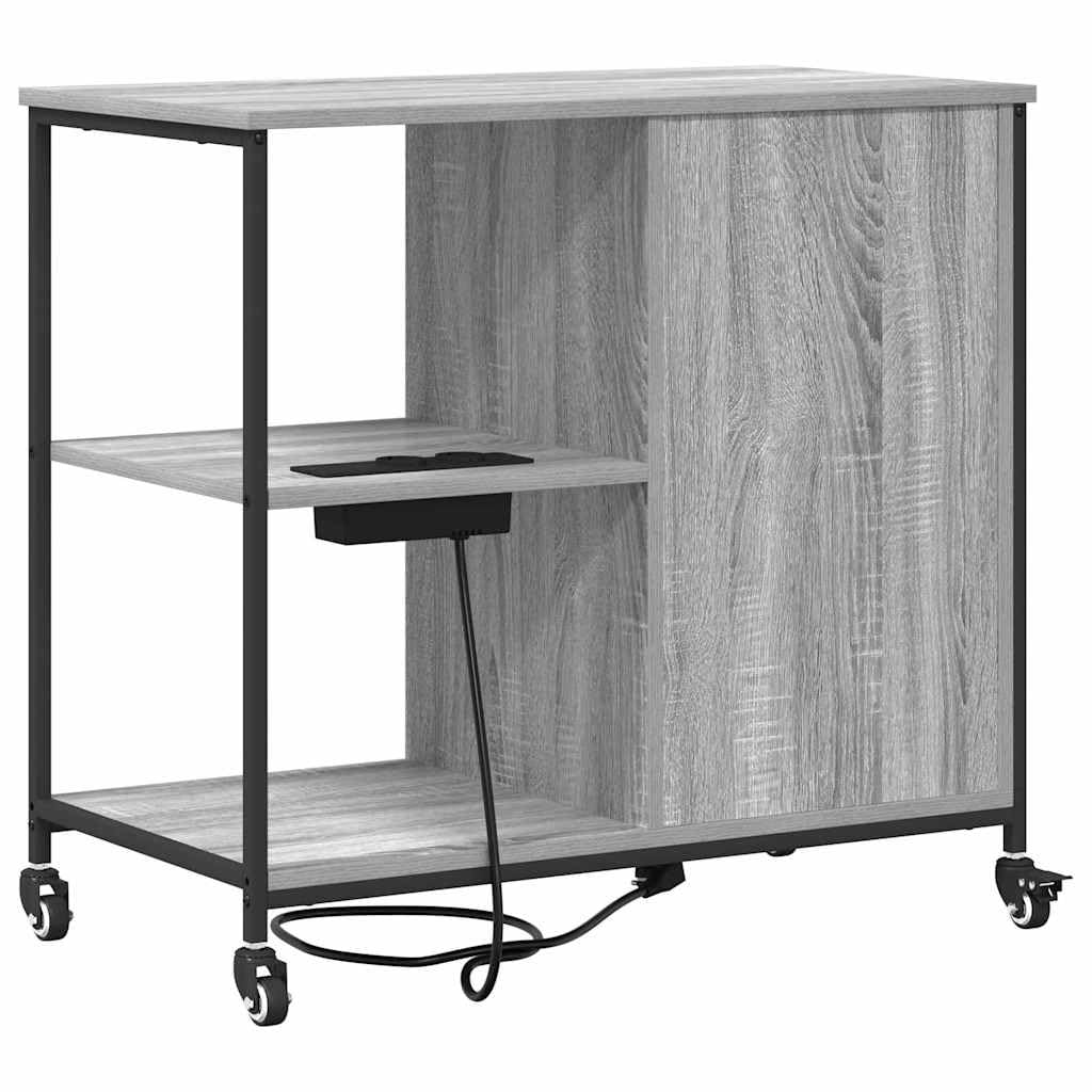 Armadio con stazione di ricarica con ruota, grigio Sonoma, 76 x 41 x 72 cm, armadietto per ufficio, armadietto per soggiorno, ufficio