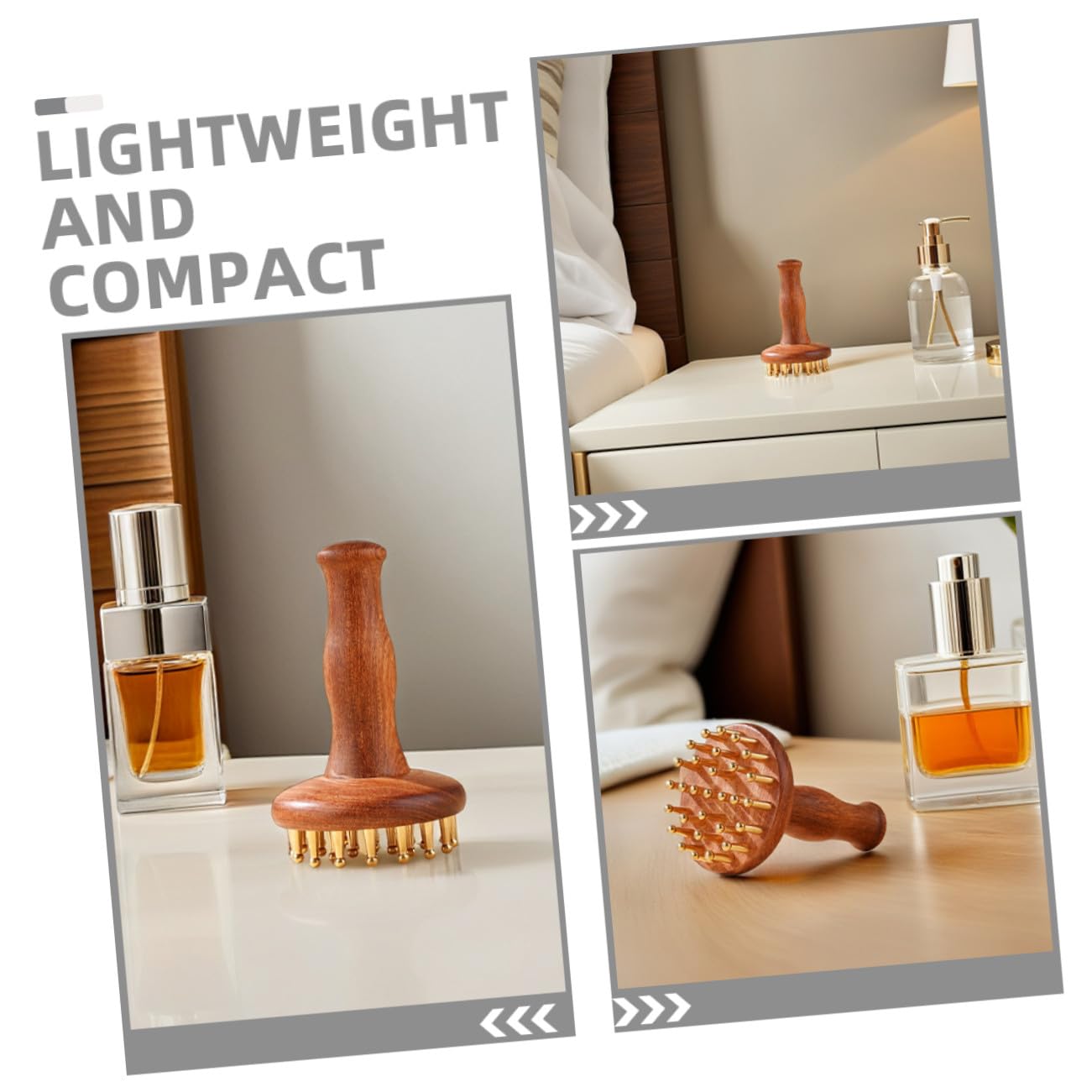 Sandelholz-massagebürste Mit Messingkopf Ergonomischer Ganzkörper-massagestab Für Gua Sha-körperpflege Rücken- Bauch- Oberschenkel Armentspannung Tragbar Für Zuhause Und