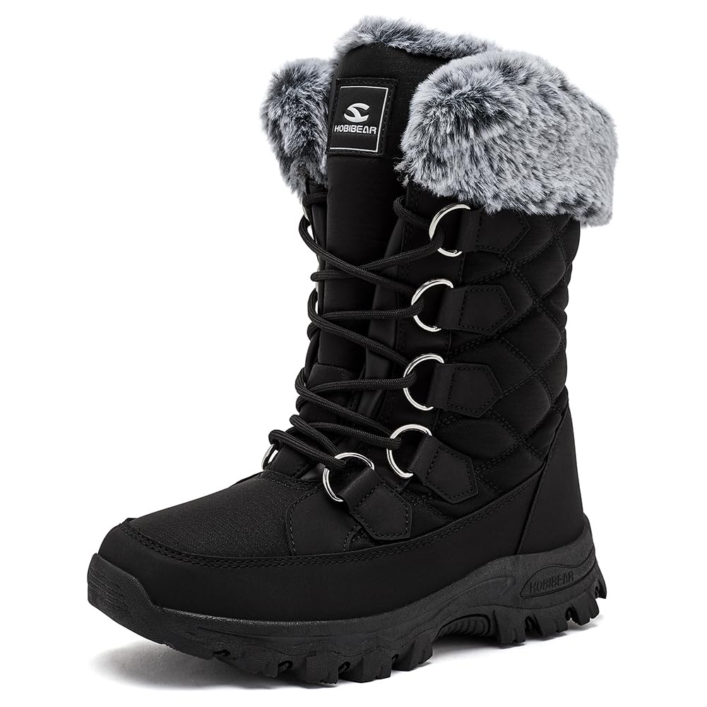 HOBIBEAR Womens Winter Boots Warm Faux Fur Lined Snow Boots