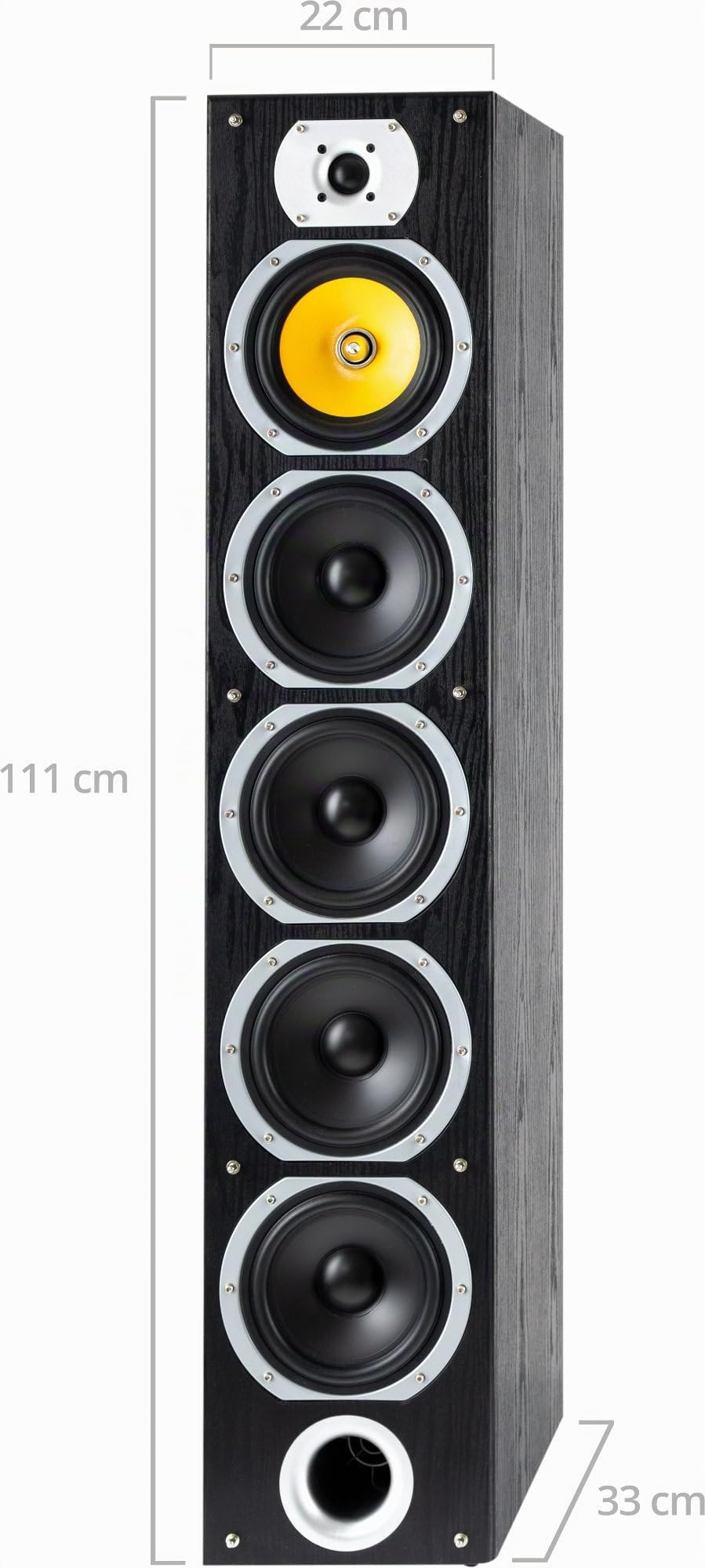 Bennett & Ross Exosphere Paire D'Enceintes Colonne HiFi 3 Voies (200W RMS, Subwoofer 6,5", Woofer 6,5", 3X Médiums 6,5", Tweeter 1", Construction Bass-Reflex, Finition Veinée Aspect Bois) Noir