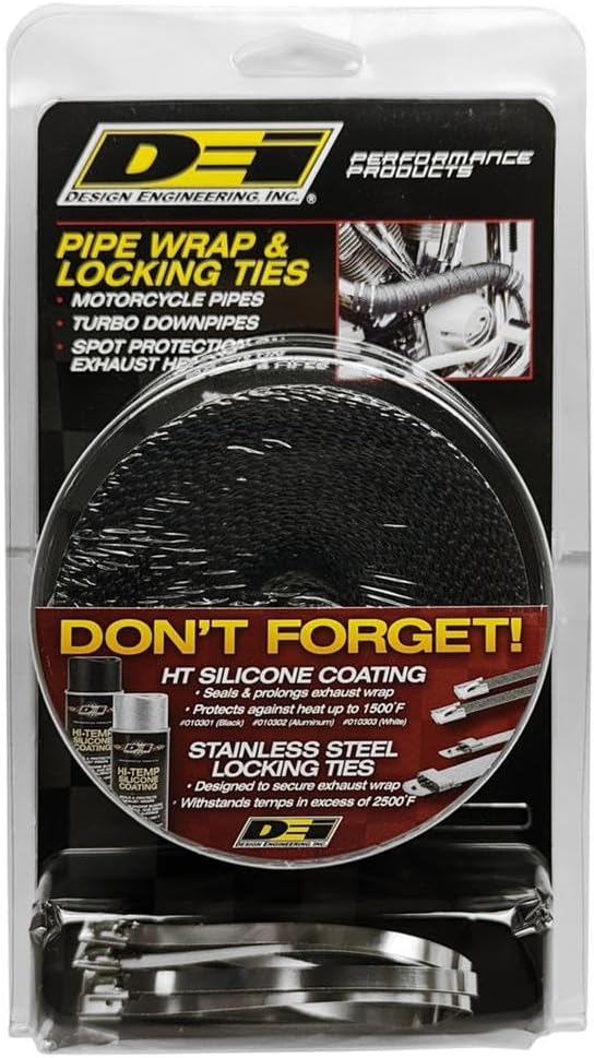 Design Engineering 010119 2" x 25' Pipe Wrap Kit with 4 Locking Ties - Black