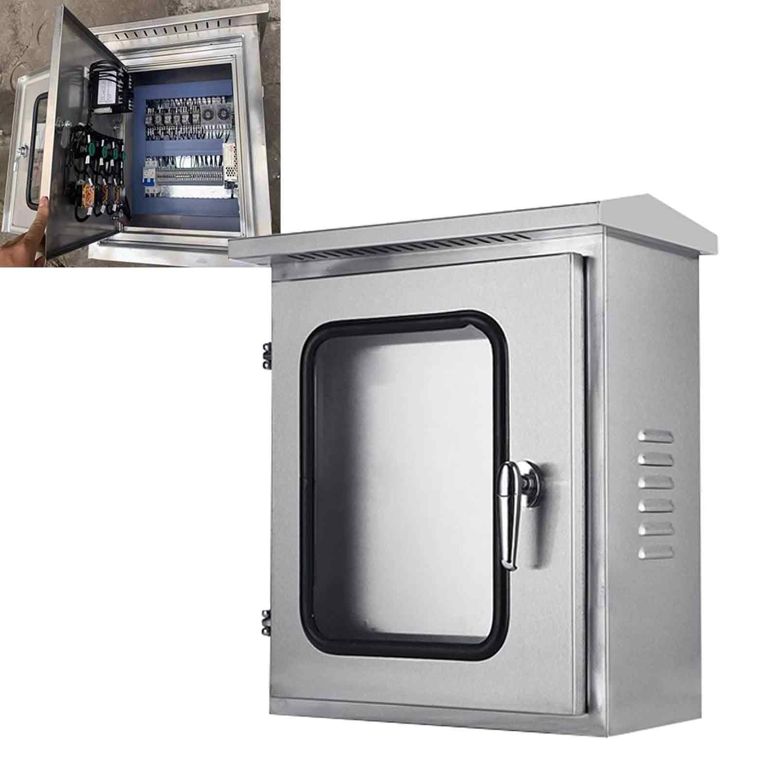 Verteilerdose Außen Wasserdicht, Wasserdichter IP66 Stromkasten Außenbereich aus Edelstahl 304 mit Schloss und Sichtfenster für Elektroprojekte(50x70x25cm/20x28x10in)