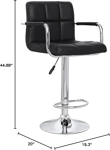 Miniatura 30 de AC Pacific Taburete de bar giratorio ajustable contemporáneo con cojín y reposabrazos, 24-33 pulgadas, color blanco Blanco,Blanco (Daisy