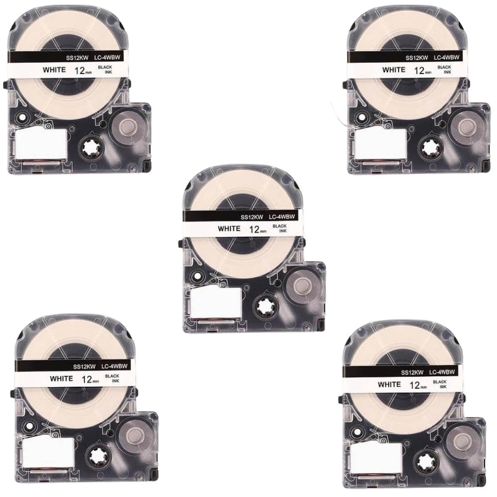 Nastro Cassetta 12mm SS12KW 4WBN9 8m Nero Su Bianco Compatibile Con LW-300 LW-400 LW-500 LW-600P LW-700 LW-900P LW-1000P