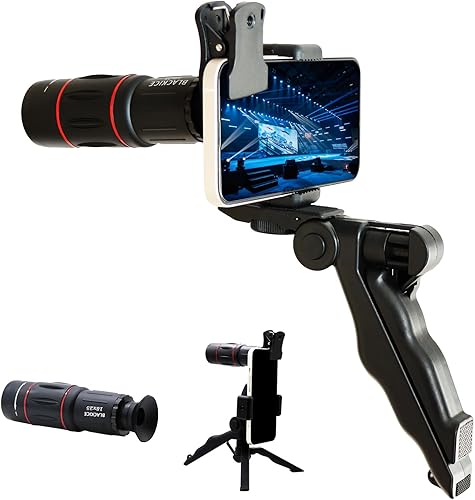 BLACKICE Telescopio monocular de 18 x 25 pulgadas para teléfono inteligente, monocular para adultos con adaptador para teléfono inteligente y