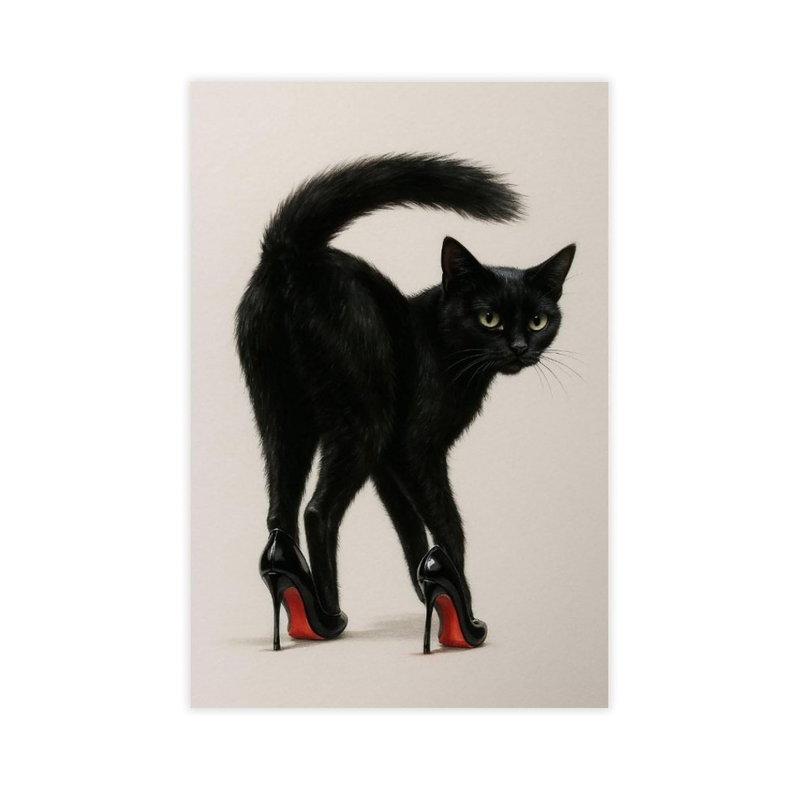 Qnvjqkdsi Unframe Black Cat In High Heels Canvas Poster Bedroom Decor Landscape Office Room Decor Gift 16" L X 24" W