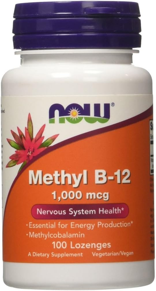 NOW Foods Methyl B-12, 1000mcg, 100 LOZ (Pack of 2)