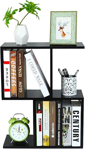 Vista 86 de PAG - Estantería de escritorio, librero ajustable para encimera, organizador de escritorio de madera para suministros de oficina, estante de Negro