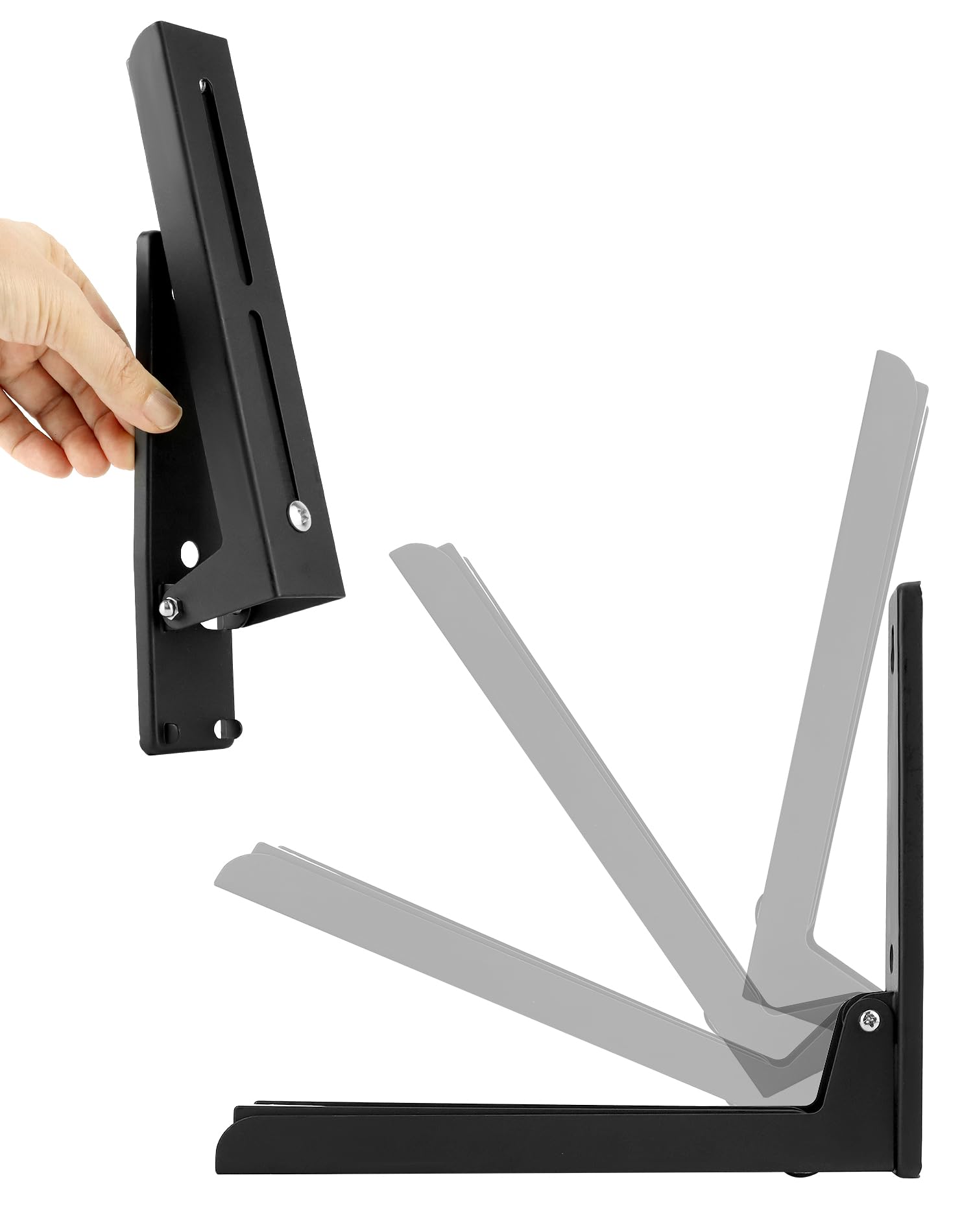 QWORK® 2-częściowy uchwyt ścienny do mikrofalówki, z ramionami teleskopowymi 230-400mm, czarny, do większości kuchenek mikrofalowych, w tym materiał montażowy
