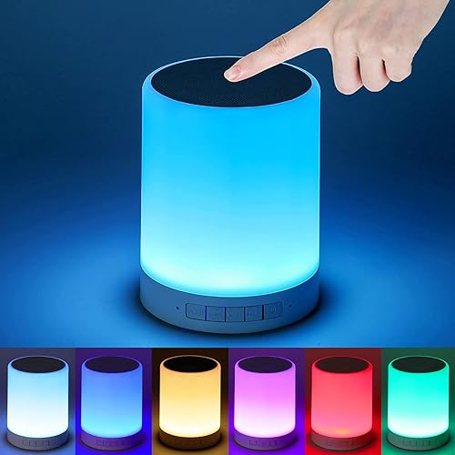 Miniatura 6 de Altavoz Bluetooth con luz nocturna, control táctil, lámpara de noche regulable multicolor cambiante, TWS, lámpara de mesa para dormitorio, el mejor