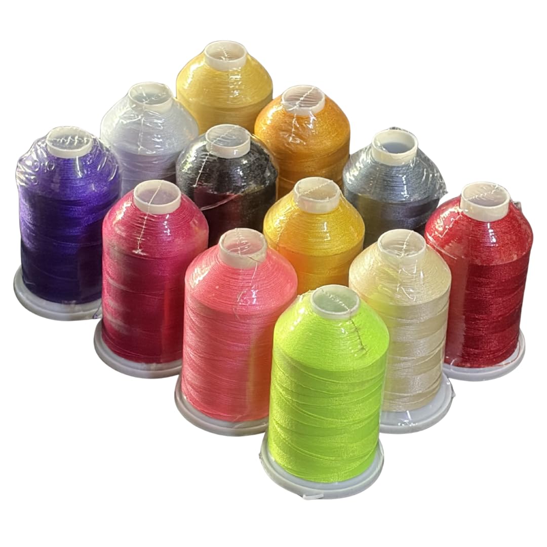 Rangohit Trilobal Polyester Embroidery Machine Thread, 12 Cones (Multi) 1