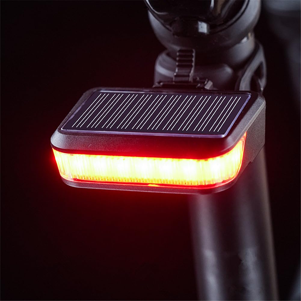 Feux Arrière de Vélo Solaires, WASAGA Feu Arrière de Vélo Rouge et Blanc avec 7 Modes D'éclairage pour la Conduite de Nuit