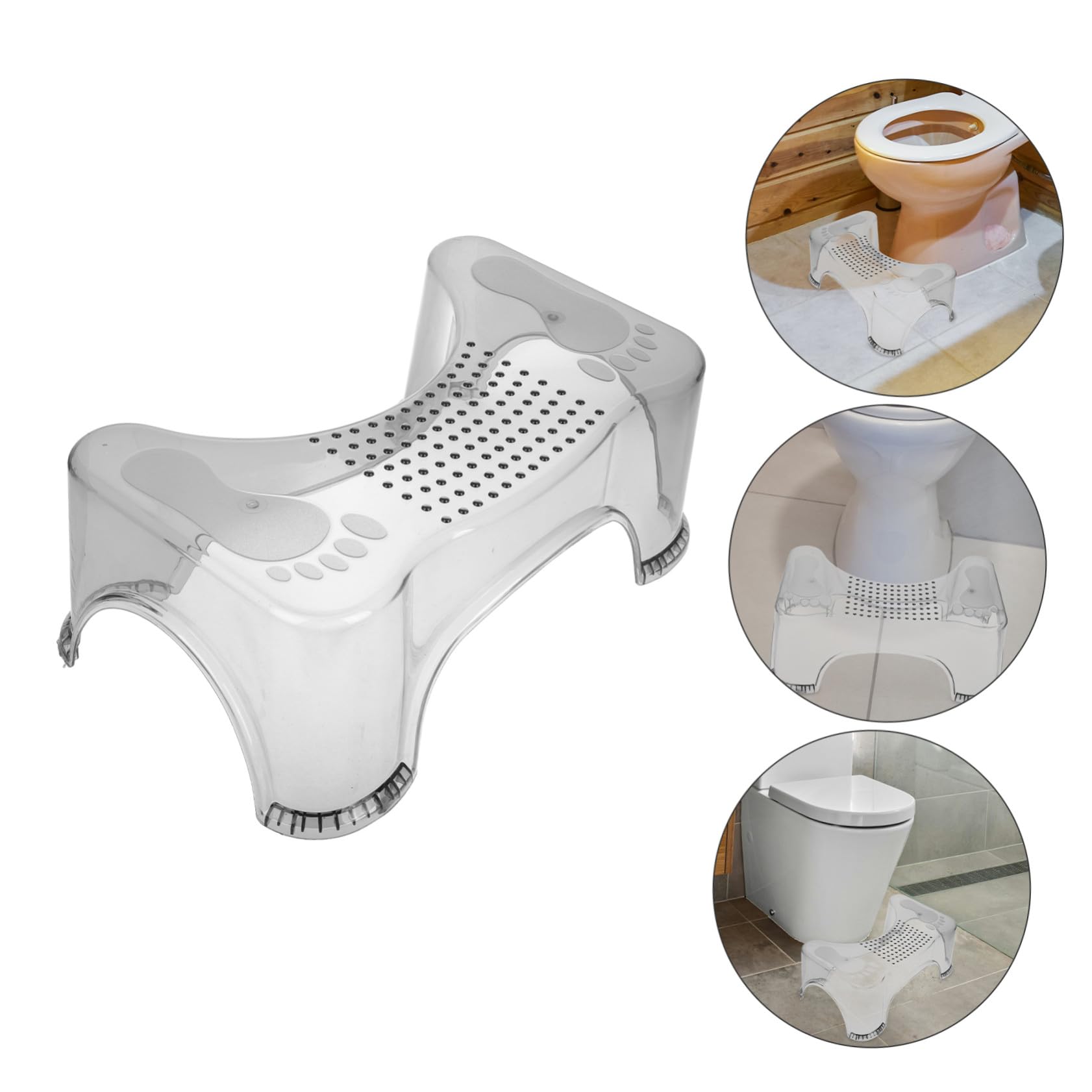 Hemobllo Taburete de Baño para Niños Pequeños y Reposapiés Antideslizante, Altura Ajustable, Plástico Duradero, Diseño Elevado para Entrenamiento en Baño, Color Gris Translúcido, Uso