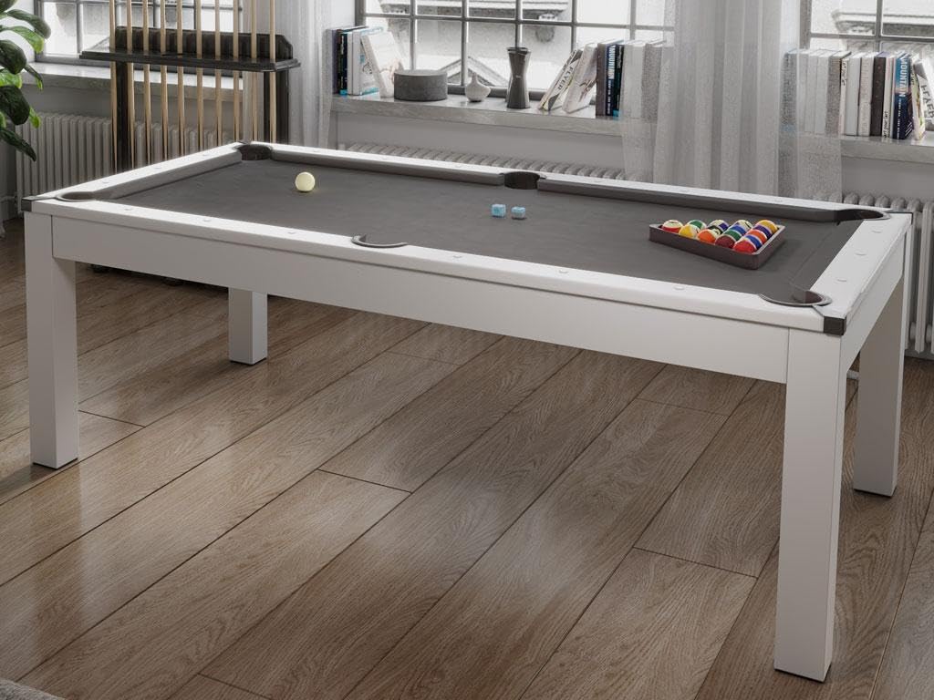 Vente-unique - Table Transformable Blanche - Billard & Ping-Pong - L182 x l102 x H80 cm - Henk