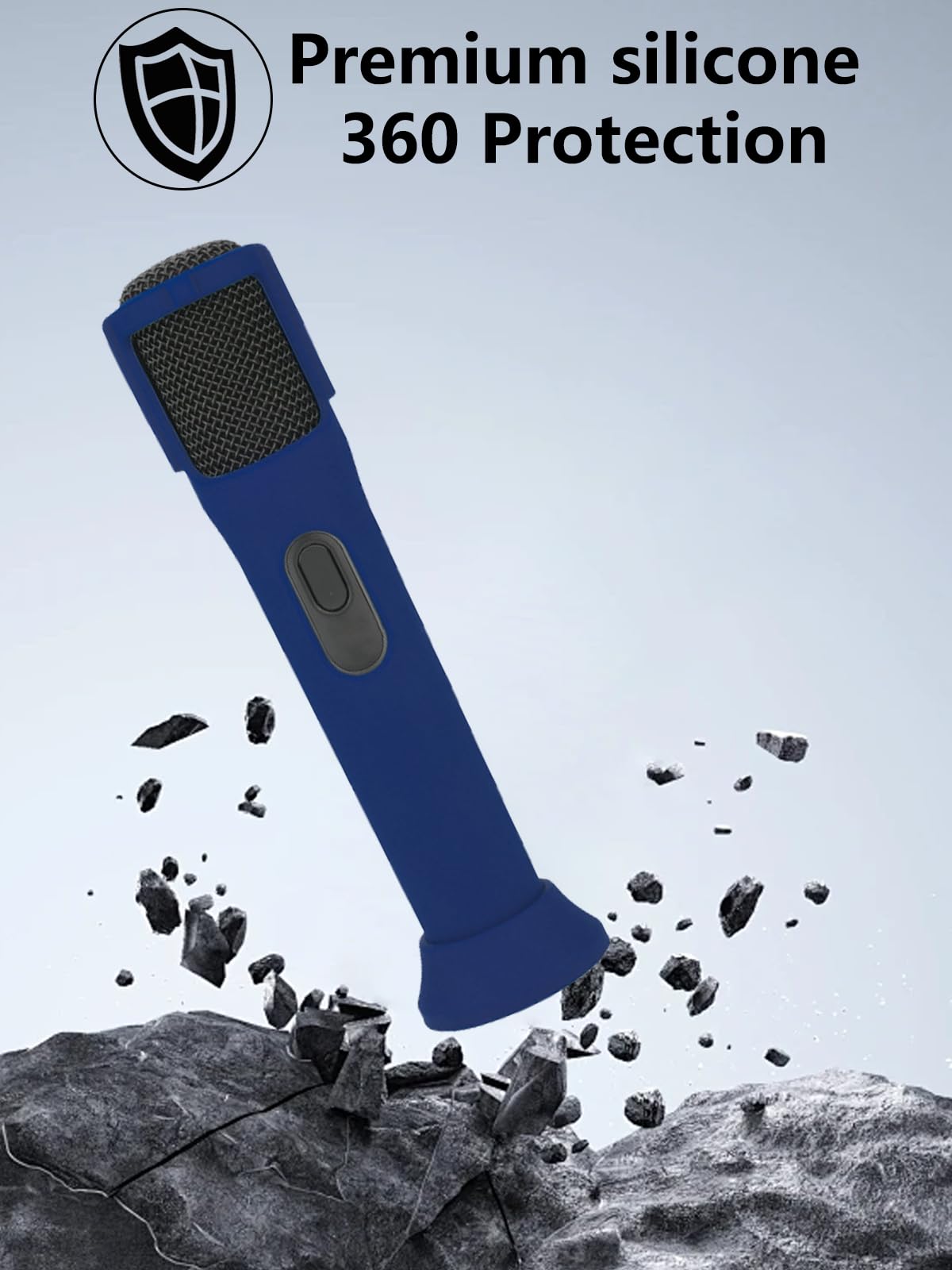 Silikon-Schutzhülle für JBL PartyBox kabelloses Mikrofon, stoßfest, staubdicht und wasserdicht, für sorgenfreie Verwendung überall, Schwarz und Blau, 2 Stück