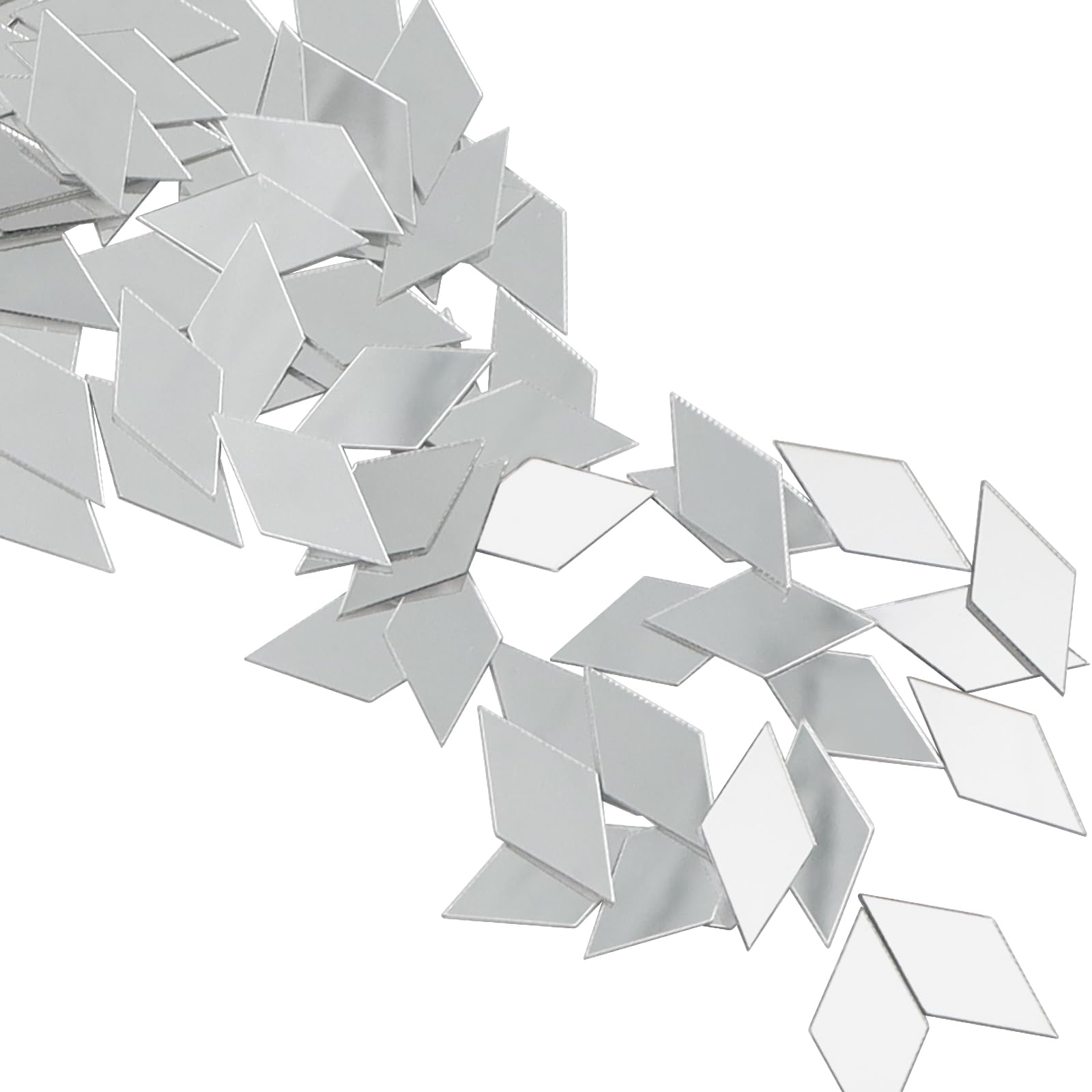 PH PandHall 300pcs 6 formes Miroirs Argentés pour L'Artisanat, Carreaux de Miroir Auto-Adhésifs en Acrylique Autocollants de Miroir Artisanal Petits Cercles de Miroir pour Encadrer L'Artisan