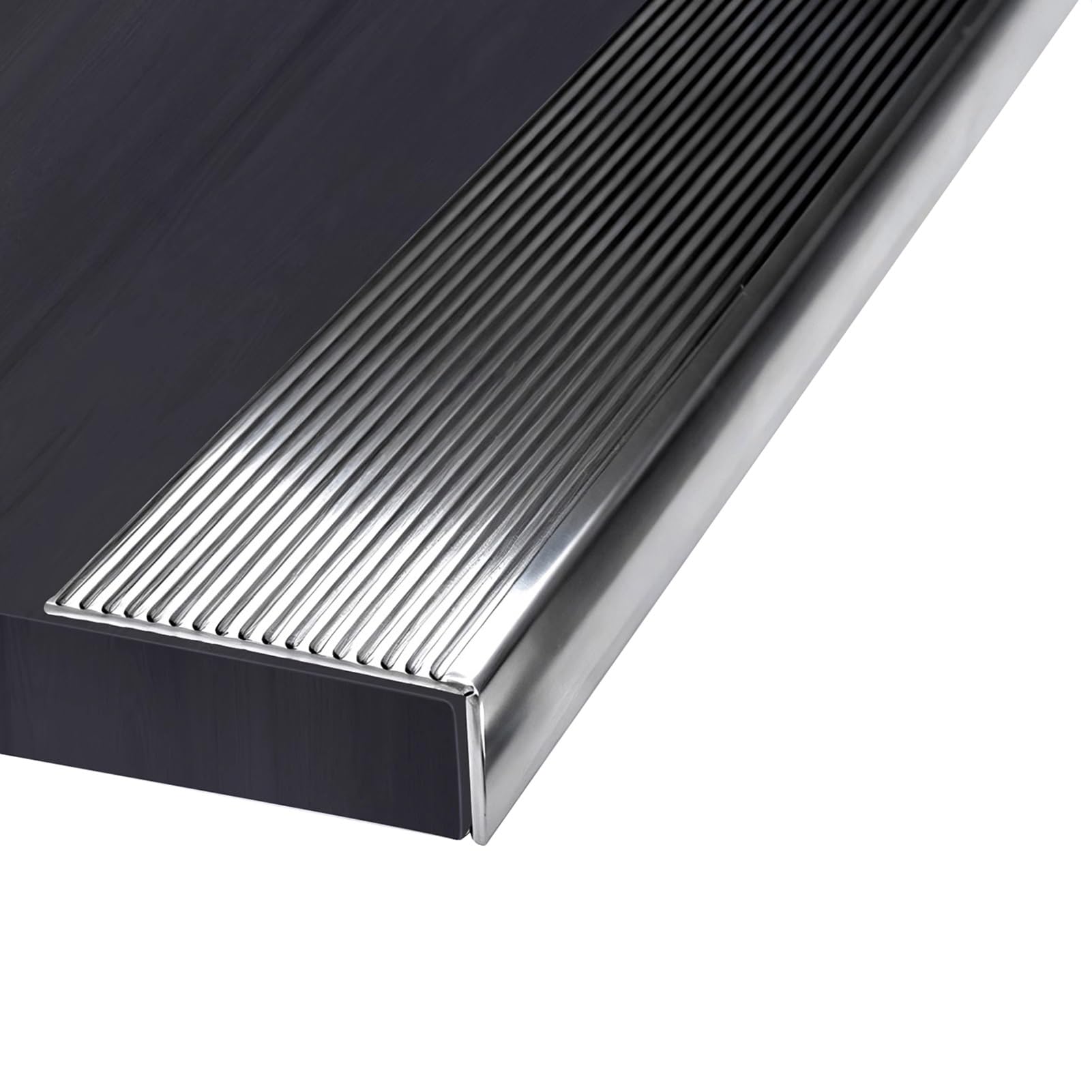 GTPBAO Perfil de transición Moldura De Puerta Resistente En Forma De L, Acero Inoxidable Borde De Escalera Antideslizante para Pisos De Madera Vinílicos Laminados, Ancho 3cm(130cm/51.2 Inch)